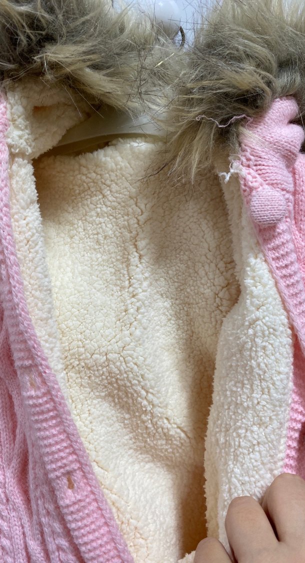 Kürklü Kapüşonlu Pembe Bebek Tulumu - Görsel 2