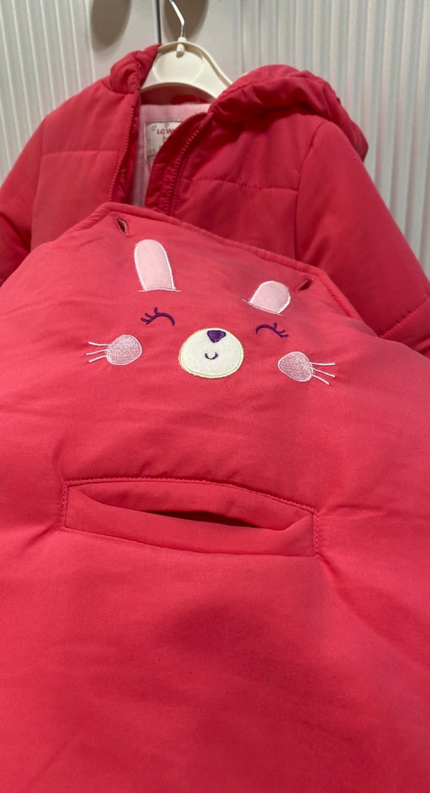 Kız Bebek Pembe Nakışlı Fermuarlı Tulumu - Görsel 5