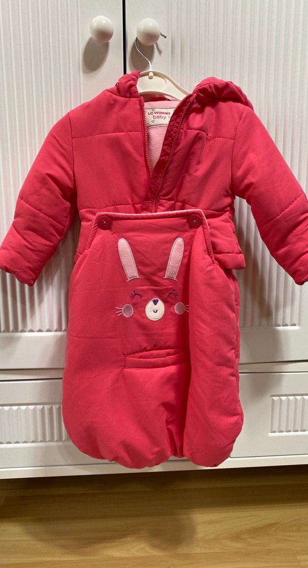 Kız Bebek Pembe Nakışlı Fermuarlı Tulumu - Görsel 3