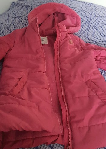 Kız Çocuk Pembe Fermuarlı Mont