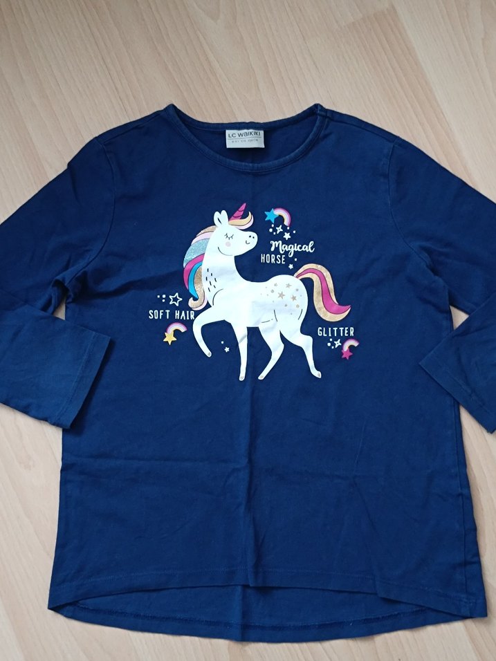 Kız Çocuk Renkli Baskılı Uzun Kollu Tişört - Görsel 3