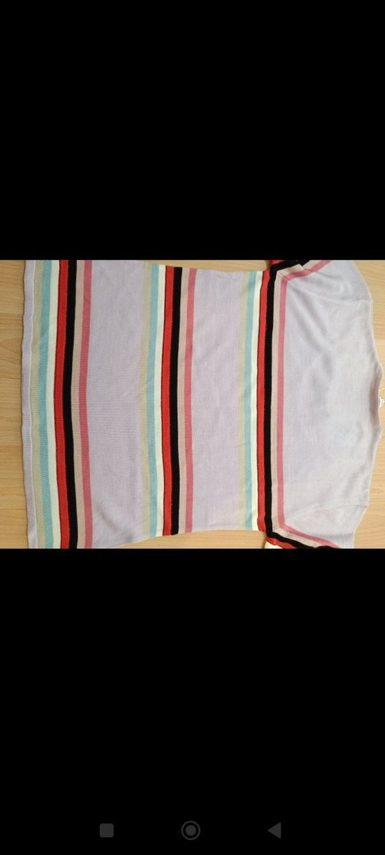 Çok Renkli Çizgili Kadın Triko Kazak - Görsel 3