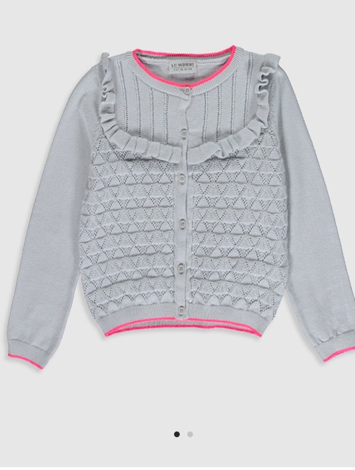 LCWakiki Gri Triko Kız Hırka - Görsel 3