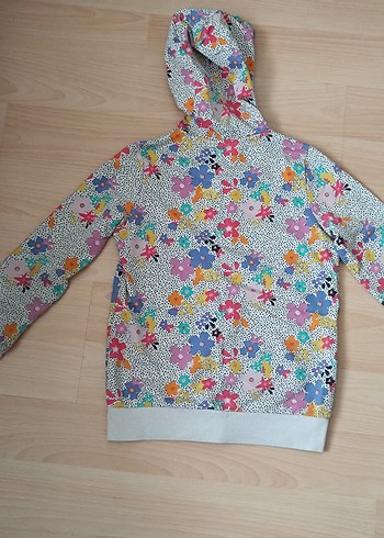 LCW Çiçek Desenli Kapüşonlu Kız Sweatshirt - Görsel 3