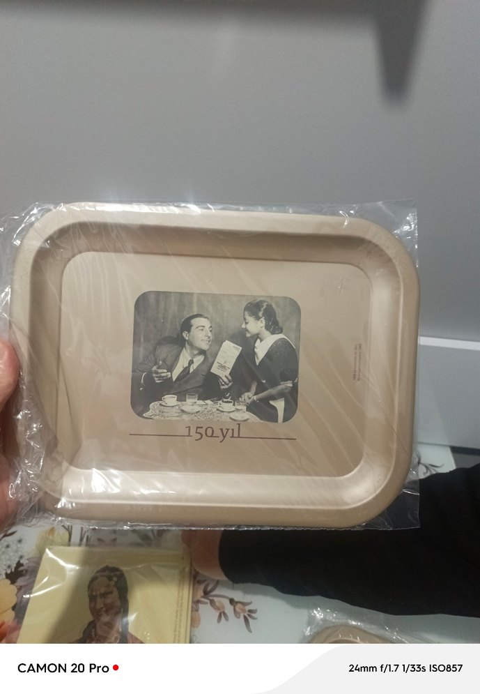 Bej Gri Renkli Dikdörtgen kahve sunum tepsılerı - Görsel 3