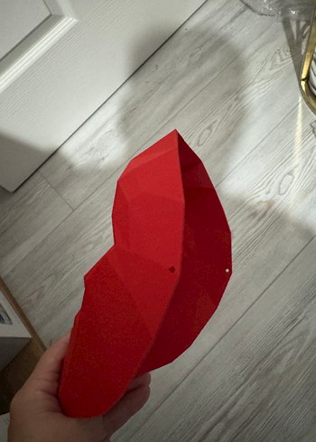 Kırmızı Geometrik Yüz Maskesi - Görsel 4