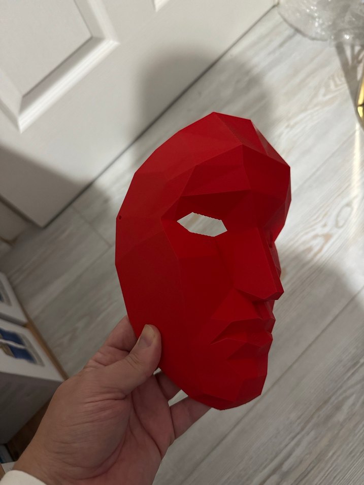 Kırmızı Geometrik Yüz Maskesi - Görsel 5