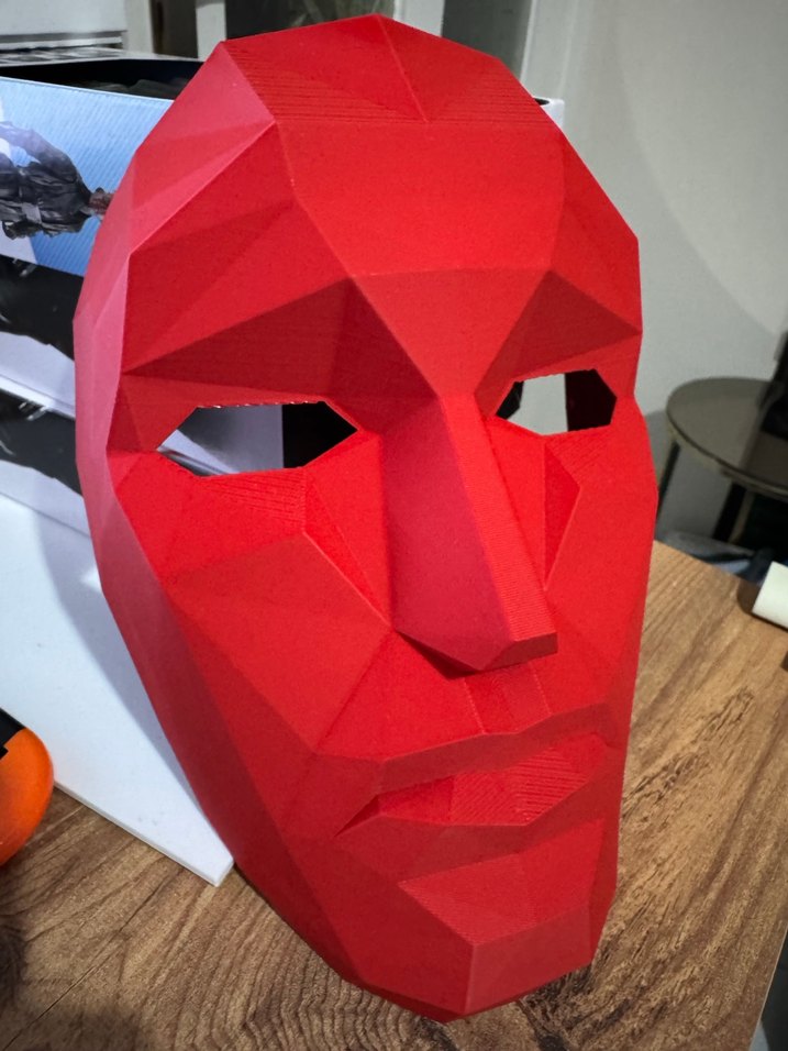 Kırmızı Geometrik Yüz Maskesi - Görsel 2