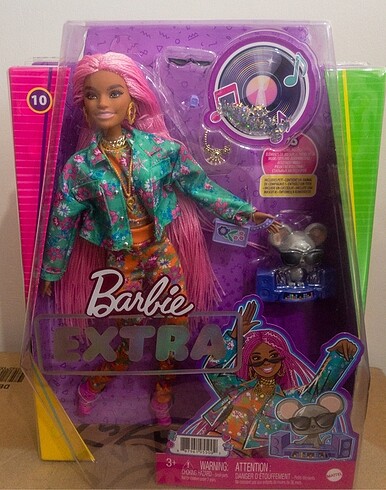 Barbie extra pembe örgülü saçlı bebek