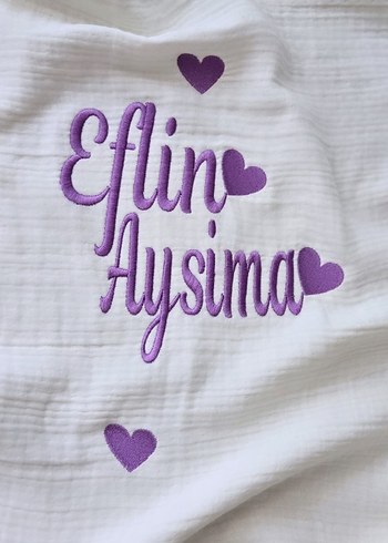 isim nakışlı müslin Bebek Battaniyesi, örtüsü - Görsel 2