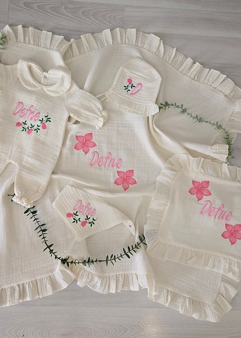 isim nakışlı hastane çıkış tam set 5li set - Görsel 2