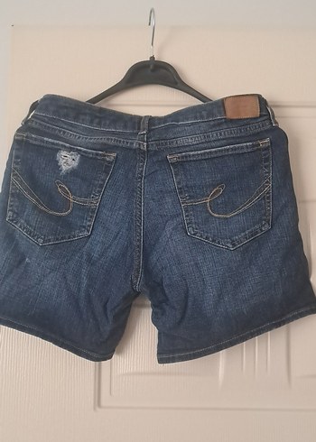 Kadın Mavi Bol Kesim Mini Kot Şort - Görsel 3