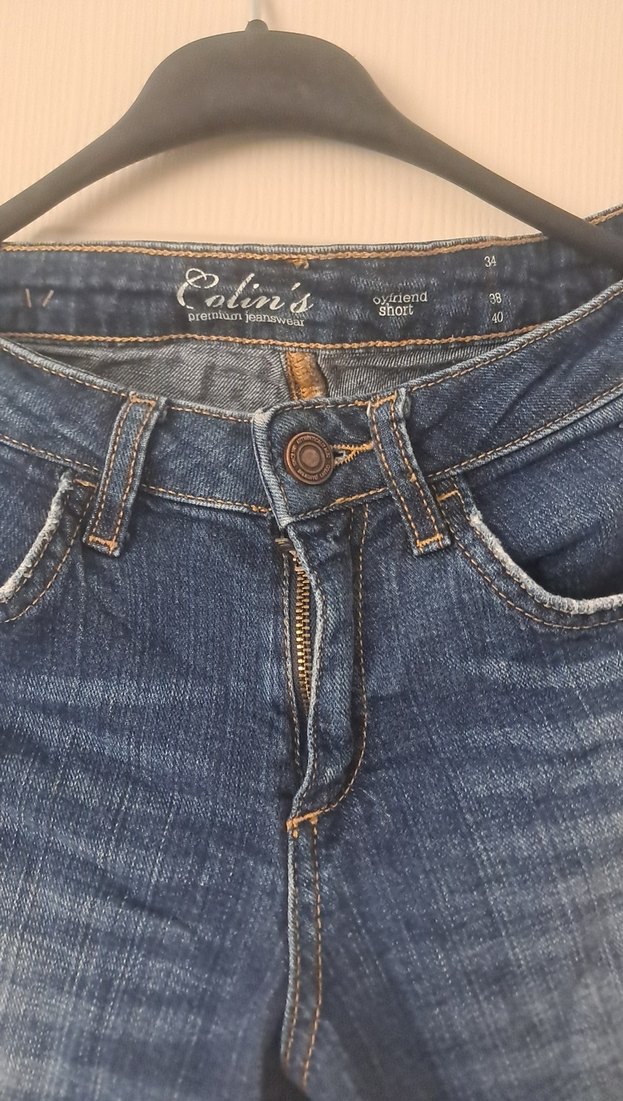 Kadın Mavi Bol Kesim Mini Kot Şort - Görsel 2