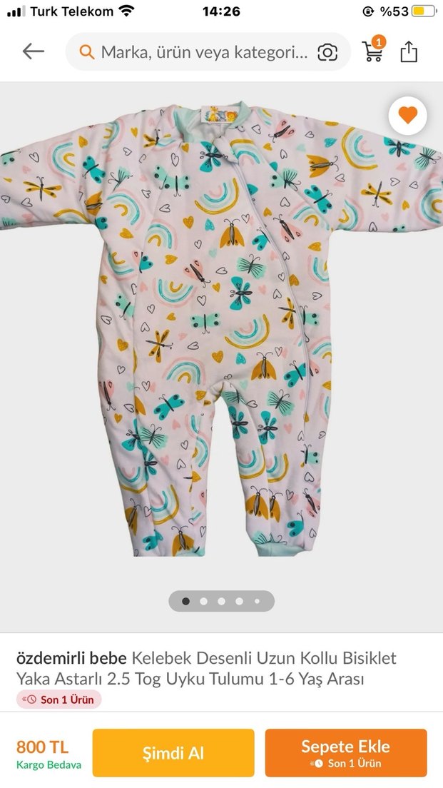 Renkli Desenli Bebek Kız Uyku Tulumu 2,5 Tog - Görsel 4