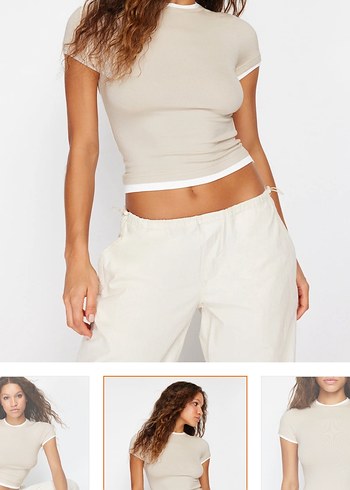 Bej Kısa Kollu Top - Görsel 2