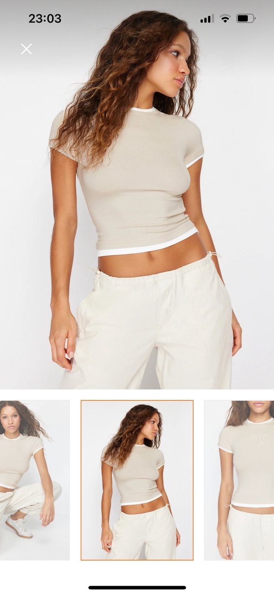 Bej Kısa Kollu Top - Görsel 2