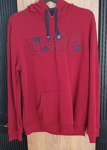Kırmızı USPA Kapüşonlu Sweatshirt - Görsel 2
