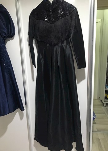 Uzun Siyah Gotik Kadın Elbise - Görsel 2