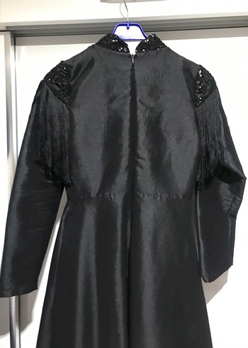 Uzun Siyah Gotik Kadın Elbise - Görsel 3