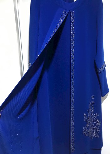 Nakışlı Lacivert Uzun Kadın Elbise - Görsel 3