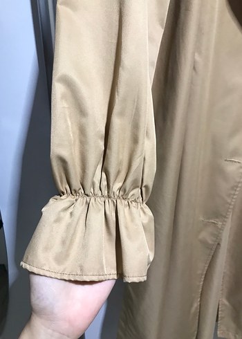 Bej Uzun Kadın Trençkot - Görsel 3