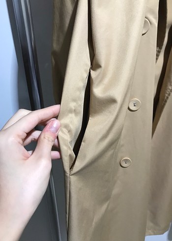 Bej Uzun Kadın Trençkot - Görsel 4