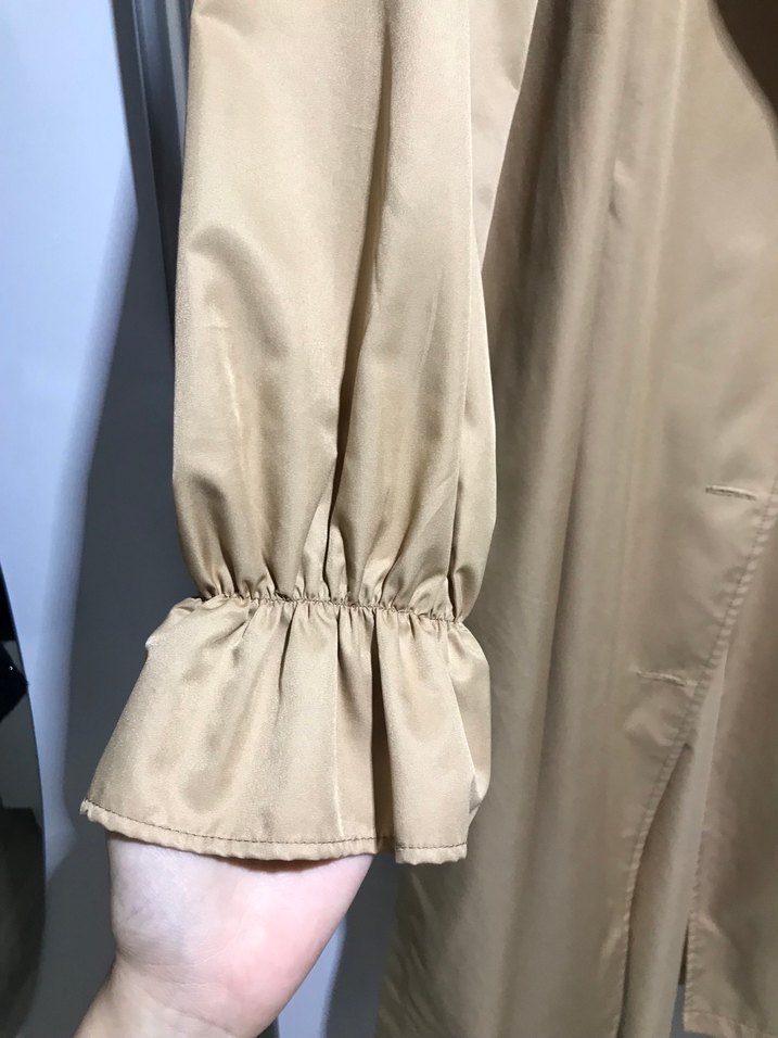 Bej Uzun Kadın Trençkot - Görsel 3