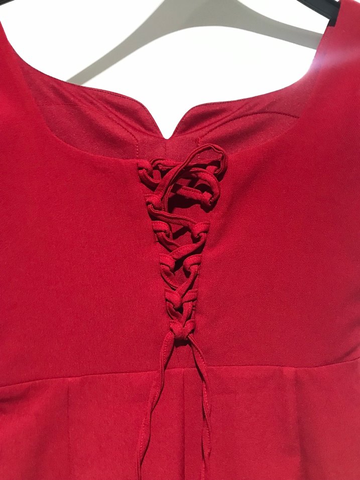 Kırmızı V Yaka Mini Abiye Elbise - Görsel 3