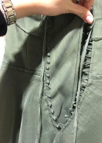 Fırfırlı Straplez Uzun Yeşil Abiye Elbise - Görsel 5