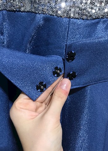 Mavi Parlak Mini Abiye Elbise - Görsel 4