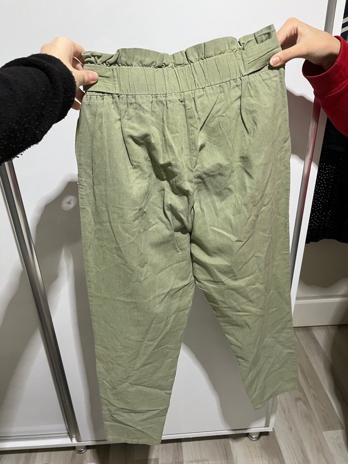 Kemer Detaylı Bol Kesim Keten Pantolon - Görsel 3