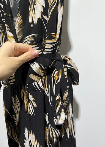 Desenli Siyah Uzun Kadın Tulum - Görsel 6