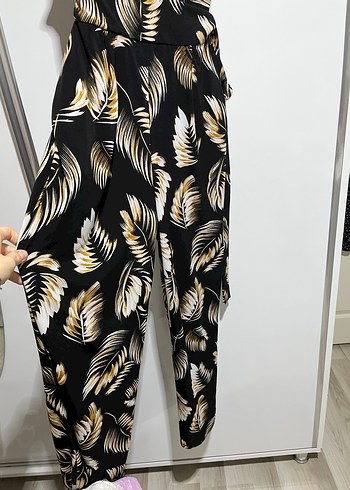 Desenli Siyah Uzun Kadın Tulum - Görsel 4