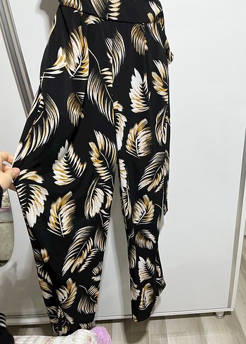 Desenli Siyah Uzun Kadın Tulum - Görsel 3