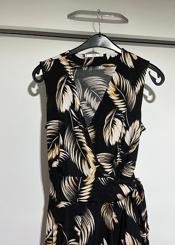 Desenli Siyah Uzun Kadın Tulum - Görsel 2