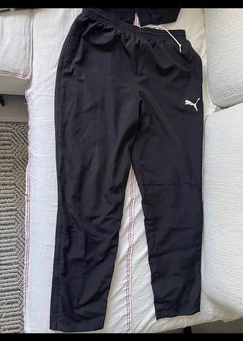 Siyah Puma Fermuarlı Spor Pantolon