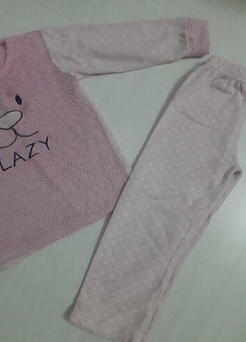 6 Yaş Beden pembe Renk Kız çocuk pijama takımı polar ve lol bebek