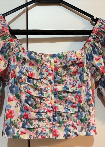 Bohem Renkli Bağlama Desenli Mini Bluz - Görsel 5