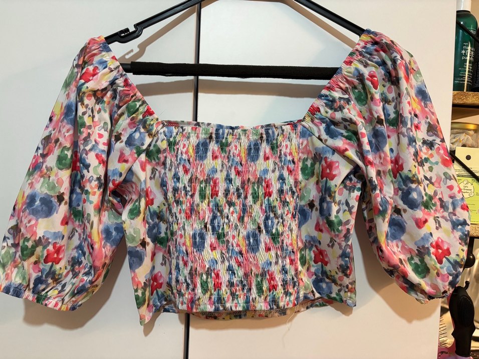 Bohem Renkli Bağlama Desenli Mini Bluz - Görsel 3