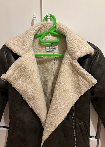 Kadın Koyu Haki İçi Kürklü Deri Ceket kaban - Görsel 3