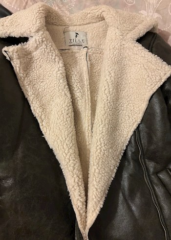 Kadın Koyu Haki İçi Kürklü Deri Ceket kaban - Görsel 7