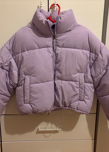 Lila kısa Şişme Mont - Görsel 9
