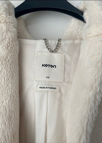 Kadın Beyaz Midi Uzunlukta Kürk Detaylı Mont - Görsel 2