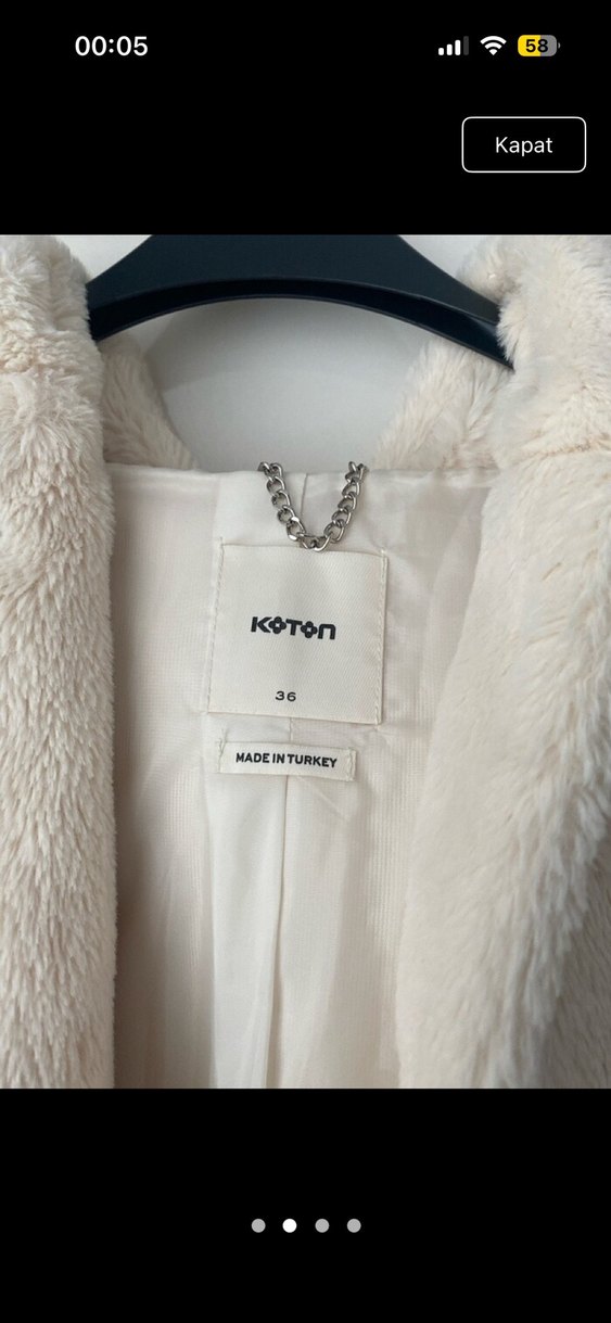 Kadın Beyaz Midi Uzunlukta Kürk Detaylı Mont - Görsel 2