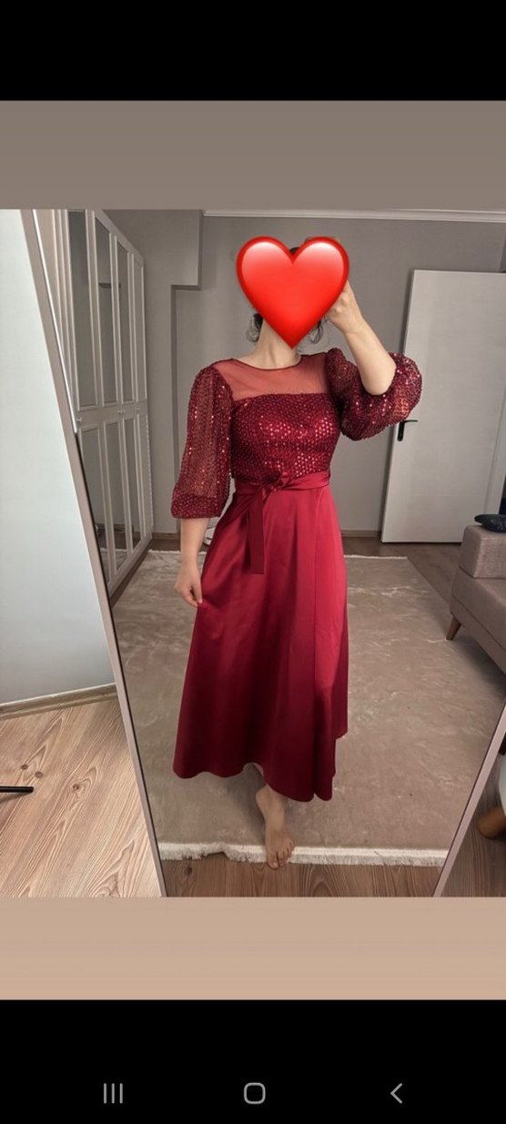 Bordo Abiye Elbise - Görsel 2