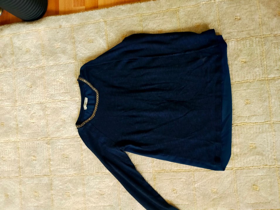 Lacivert Triko Uzun Kollu Bluz - Görsel 4