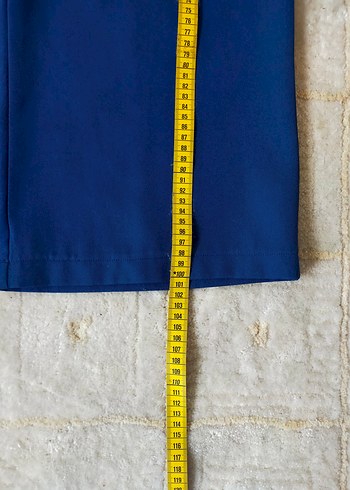 Mavi Normal Boy Düğmeli Kadın Kumaş Pantolon - Görsel 2