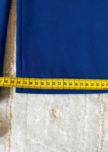 Mavi Normal Boy Düğmeli Kadın Kumaş Pantolon - Görsel 3