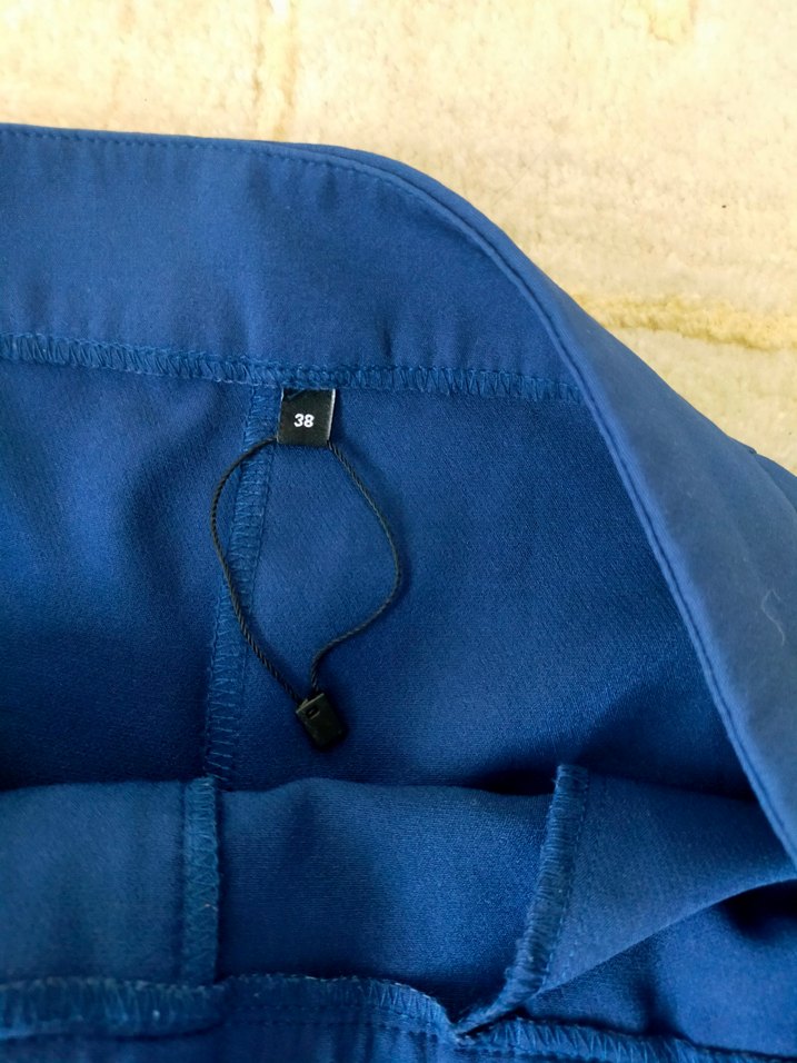 Mavi Normal Boy Düğmeli Kadın Kumaş Pantolon - Görsel 4