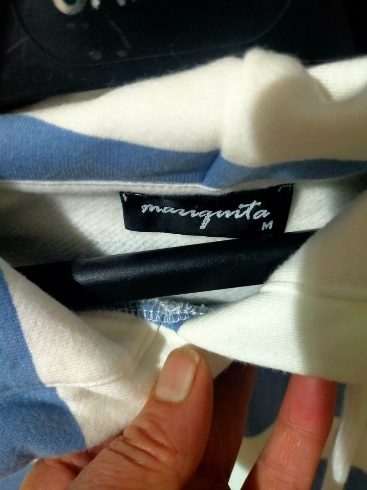 Mavi Çizgili Kapüşonlu Kadın Sweatshirt - Görsel 2